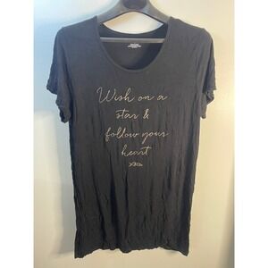 XOXO Black Graphic Nightgown Wish‎ on a Star Follow Your Heart Plus Size 1X